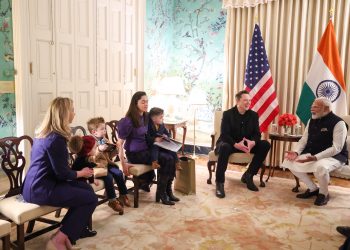 Elon Musk presents Indian PM Modi with a Starship heatshield tile from space